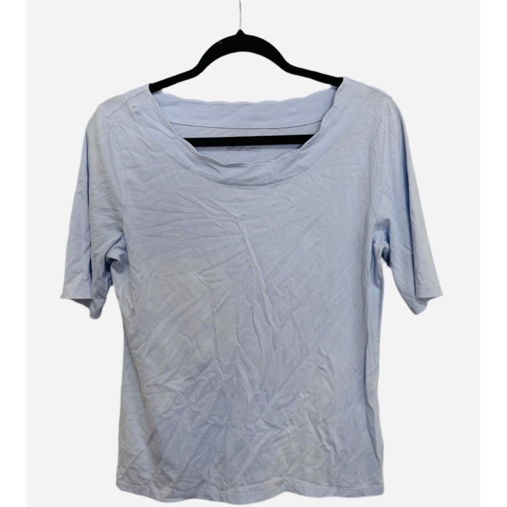 Talbots 100% Pima Cotton Boat Neck Lavender Purple 3/4 Sleeve Top Size Medium